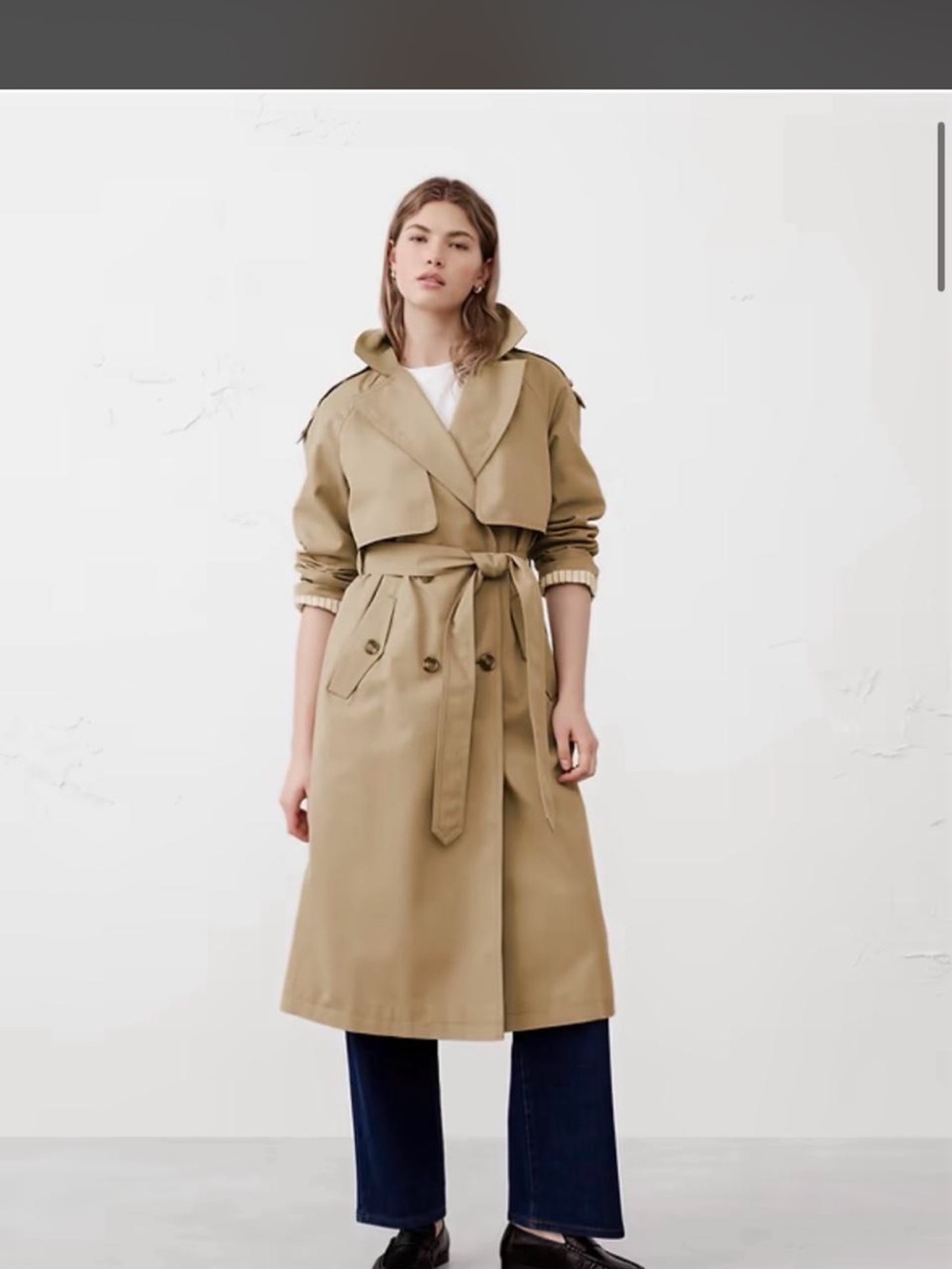 Banana Republic Classic Beige Trench Coat with Belt - Women Xs Petite
